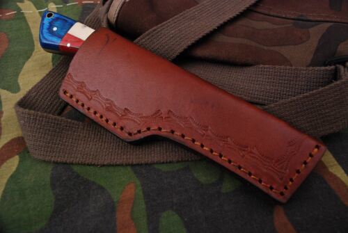 Hand Forged Carbon Steel Cowboy Bull Cutter Hunting Knife | 8" with Resin Handle & Leather Sheath
