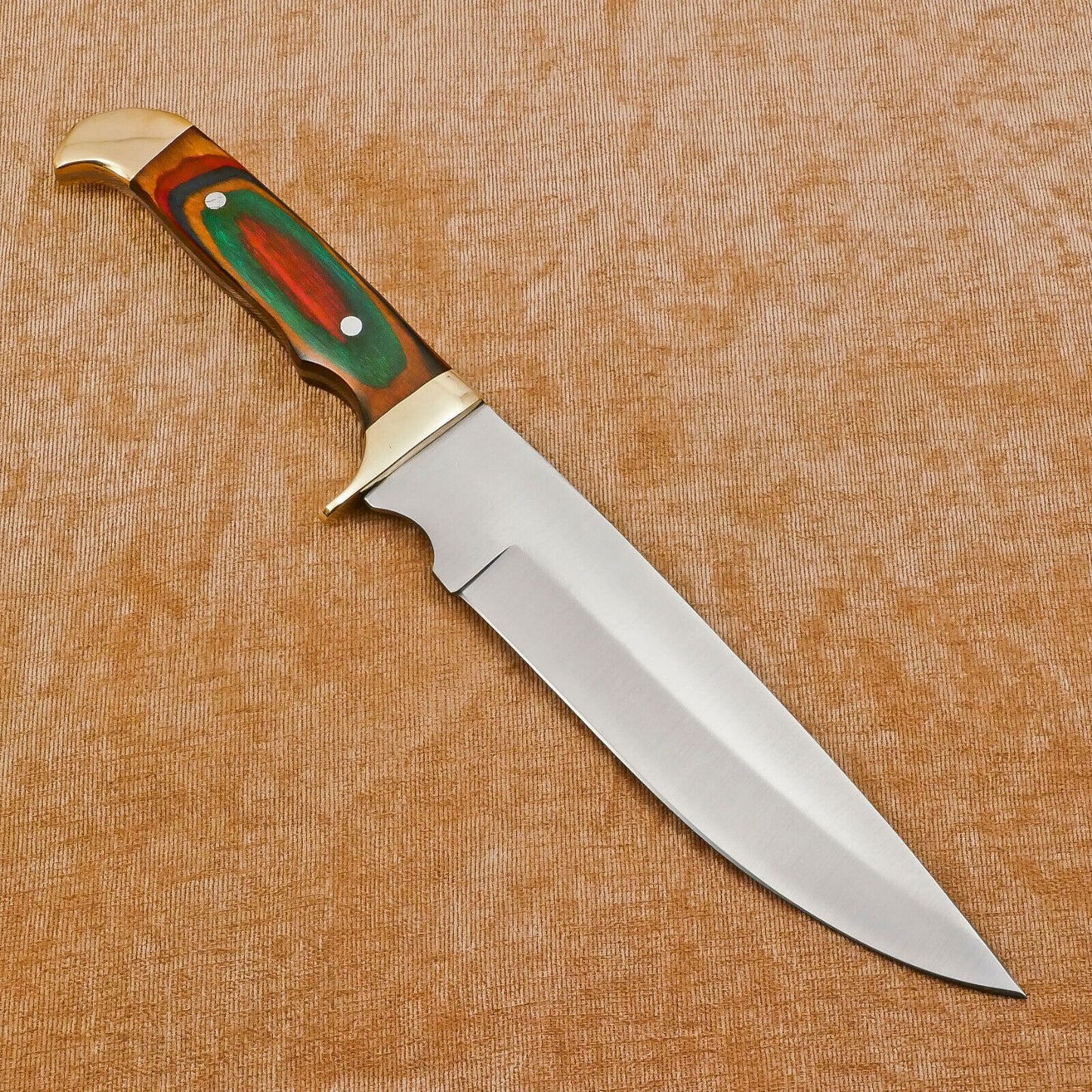Premium Handmade D2 Steel Full Tang Bowie Knife with Brass Guard