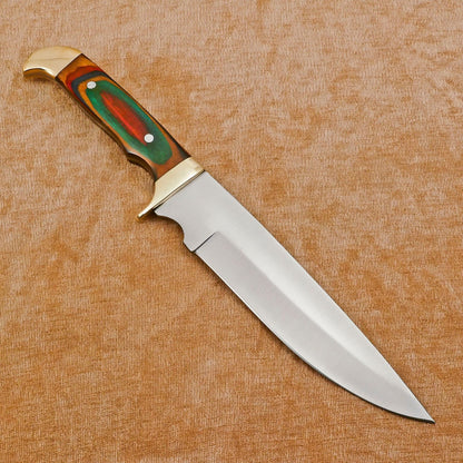 Premium Handmade D2 Steel Full Tang Bowie Knife with Brass Guard