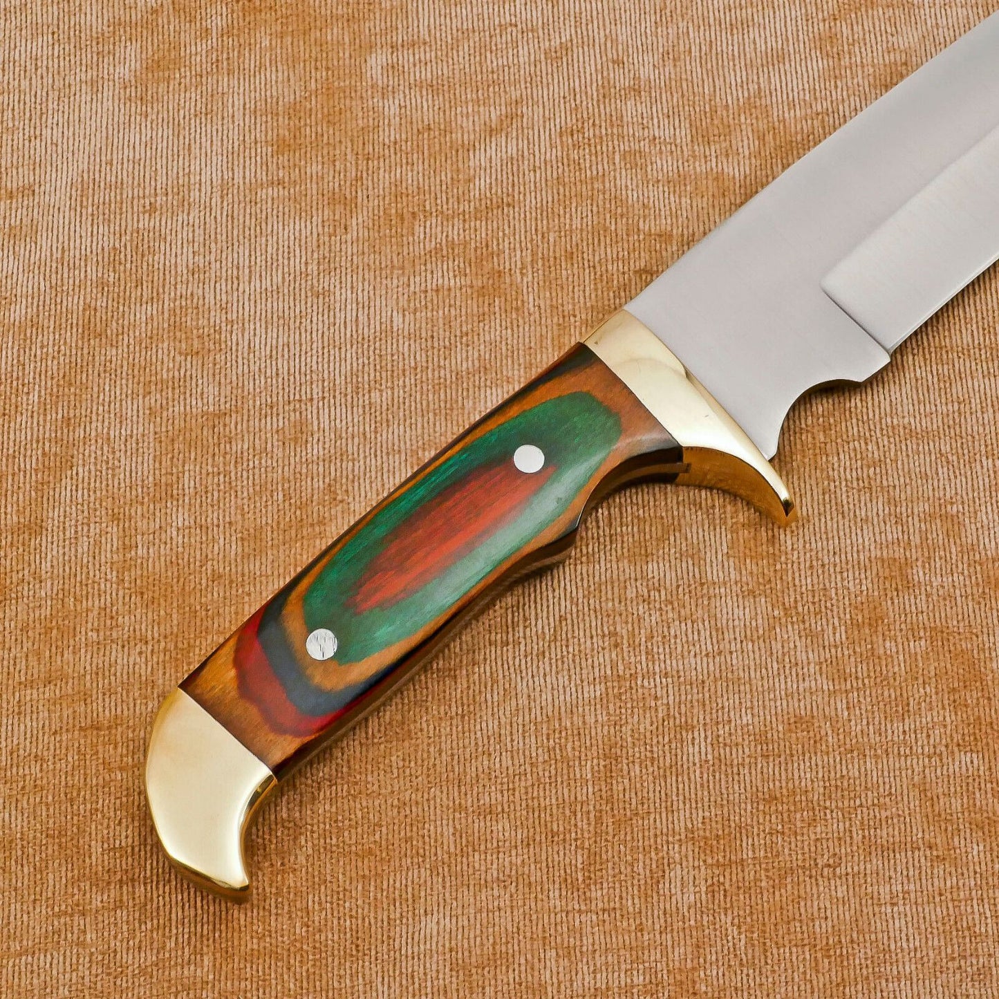 Premium Handmade D2 Steel Full Tang Bowie Knife with Brass Guard