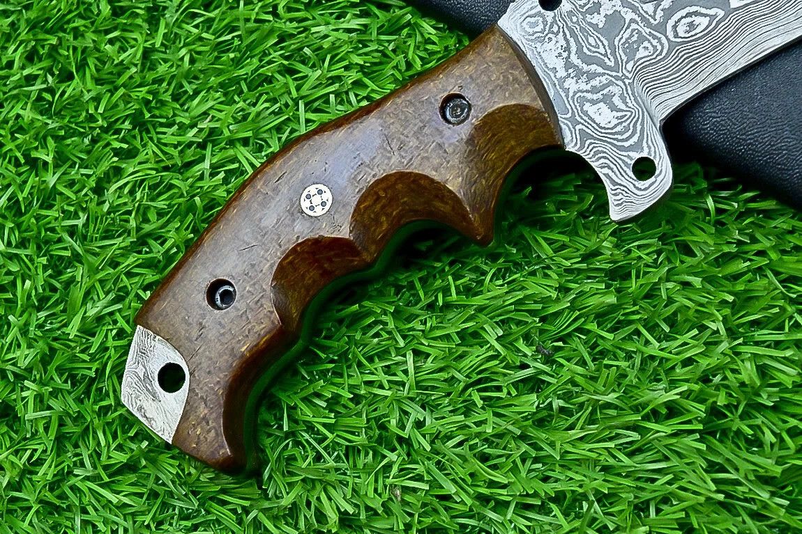 Custom Handmade Damascus Steel Tracker Hunting Knife – 9" Forged Blade with Micarta Handle & Leather Sheath
