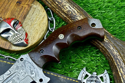 Custom Handmade Damascus Steel Tracker Hunting Knife – 9" Forged Blade with Micarta Handle & Leather Sheath