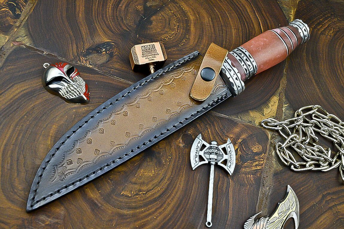 Heritage Forge 12 Inch Resin Handle Damascus Steel Bowie Knife for Hunting and Camping