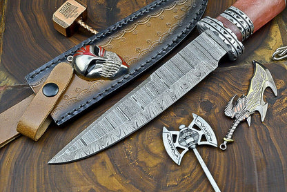 Heritage Forge 12 Inch Resin Handle Damascus Steel Bowie Knife for Hunting and Camping