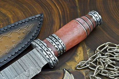 Heritage Forge 12 Inch Resin Handle Damascus Steel Bowie Knife for Hunting and Camping