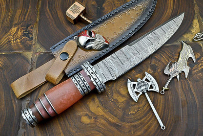Heritage Forge 12 Inch Resin Handle Damascus Steel Bowie Knife for Hunting and Camping
