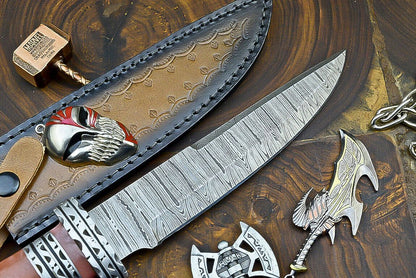 Heritage Forge 12 Inch Resin Handle Damascus Steel Bowie Knife for Hunting and Camping