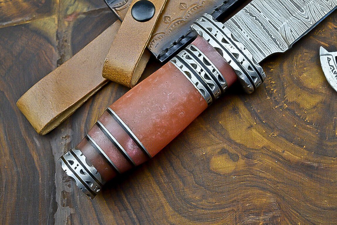 Heritage Forge 12 Inch Resin Handle Damascus Steel Bowie Knife for Hunting and Camping