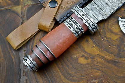 Heritage Forge 12 Inch Resin Handle Damascus Steel Bowie Knife for Hunting and Camping