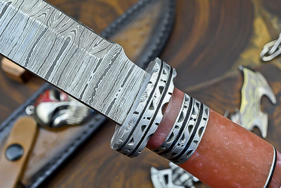 Heritage Forge 12 Inch Resin Handle Damascus Steel Bowie Knife for Hunting and Camping