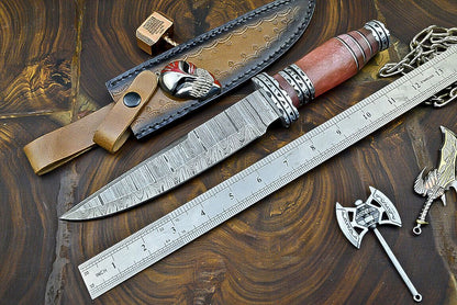 Heritage Forge 12 Inch Resin Handle Damascus Steel Bowie Knife for Hunting and Camping