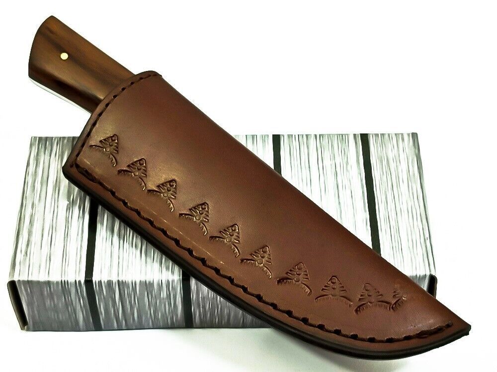 Custom Handmade Damascus Steel Bull Cutter Knife 7" Full Tang Hunting knife with Wood Handle