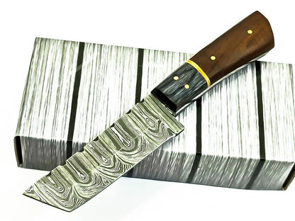 Custom Handmade Damascus Steel Bull Cutter Knife 7" Full Tang Hunting knife with Wood Handle