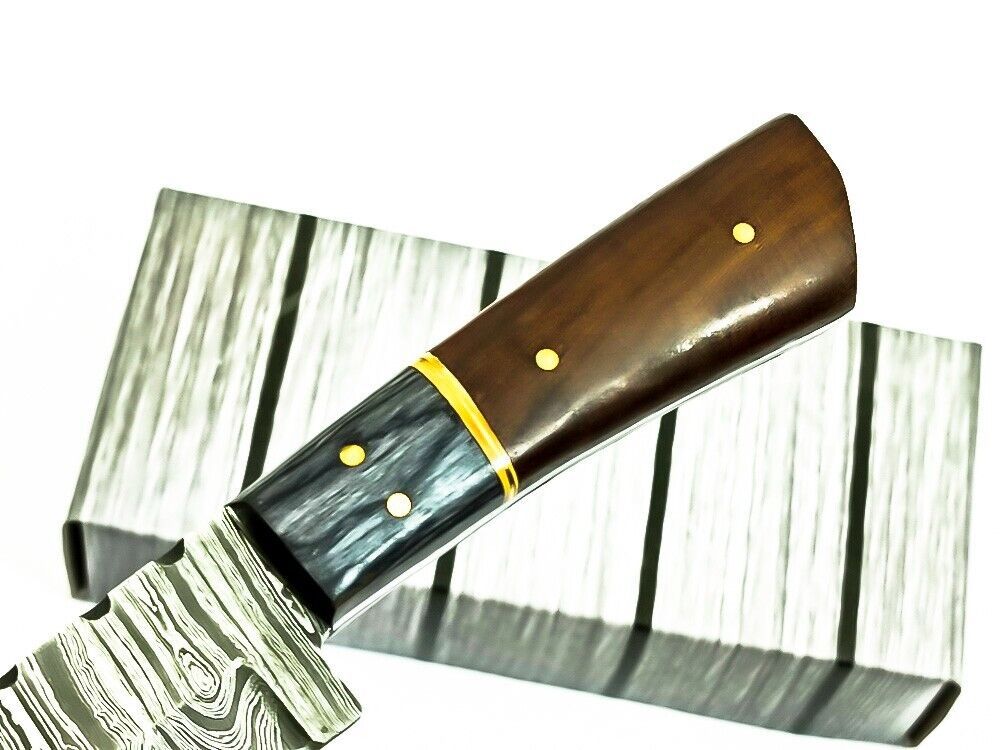 Custom Handmade Damascus Steel Bull Cutter Knife 7" Full Tang Hunting knife with Wood Handle