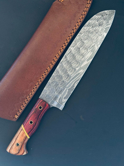 13" Fire Storm Damascus Steel Chef Knife – Handmade Kitchen Fillet Knife