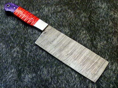 11" Handmade Damascus Steel Chopper Knife – Full Tang Chef Kitchen Knife with Hardwood Handle