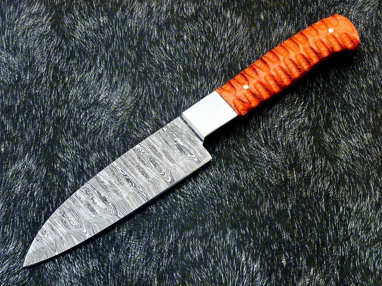 9" Custom Hand Forged Damascus Steel Chef Knife – Handmade Kitchen Knife with Hardwood Handle
