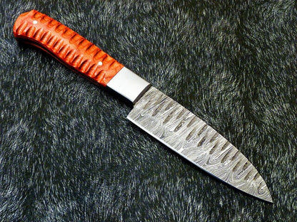 9" Custom Hand Forged Damascus Steel Chef Knife – Handmade Kitchen Knife with Hardwood Handle