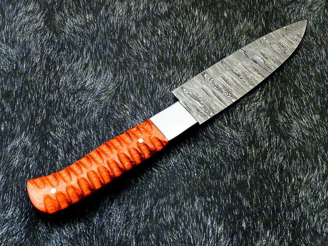 9" Custom Hand Forged Damascus Steel Chef Knife – Handmade Kitchen Knife with Hardwood Handle