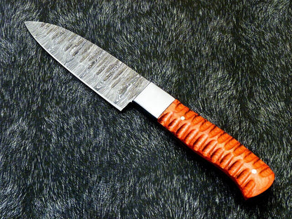 9" Custom Hand Forged Damascus Steel Chef Knife – Handmade Kitchen Knife with Hardwood Handle