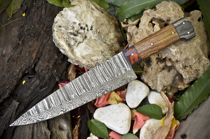 13.0" Hand-Forged Twist Damascus Chef Knife with Walnut Handle