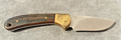 Skinner Knife – 8" Fixed Blade, Stainless Steel Drop Point, Ebony Wood Handle, Leather Sheath
