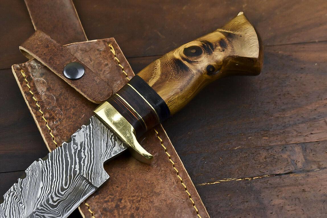 14.5" Damascus Steel Bowie Knife | Walnut Wood Handle