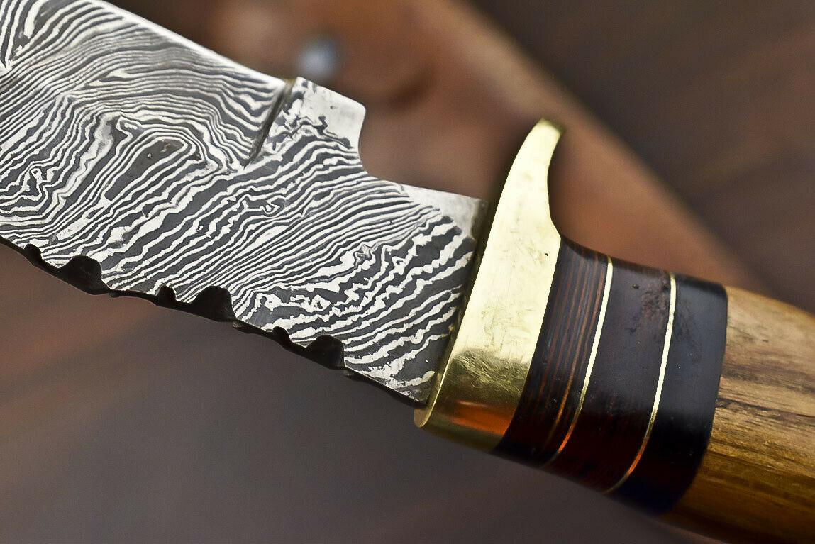 14.5" Damascus Steel Bowie Knife | Walnut Wood Handle