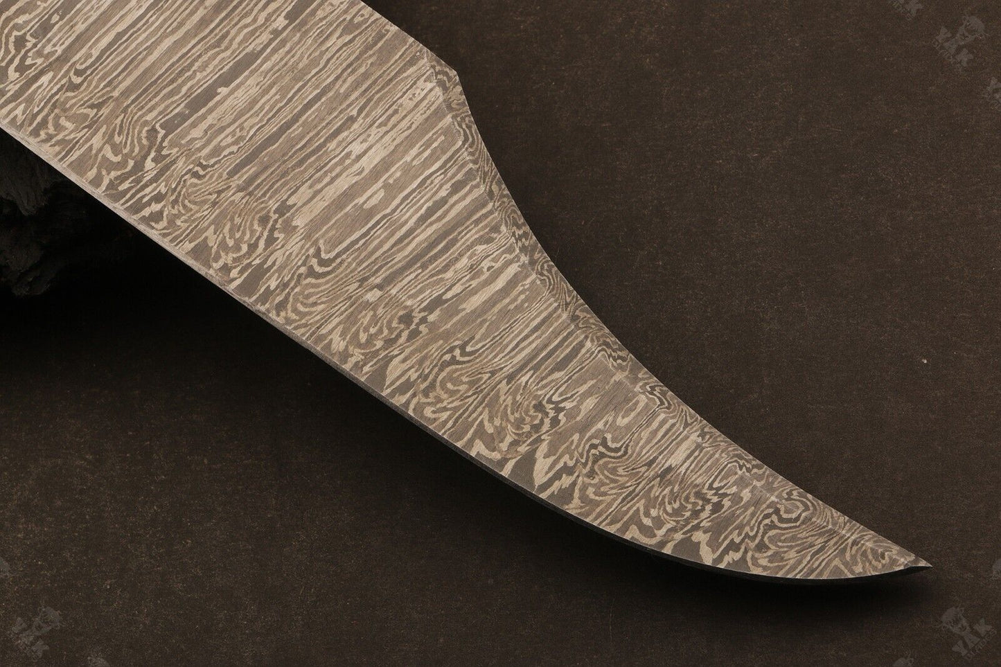 Heritage Forge 14 Inch Damascus Steel Bowie Knife with  Wood Handle for Hunting and Camping
