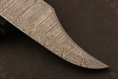 Heritage Forge 14 Inch Damascus Steel Bowie Knife with  Wood Handle for Hunting and Camping