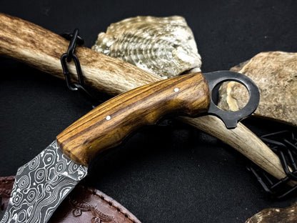 Handmade 8” Damascus Steel Karambit Knife Full Tang Best Karambit with Wood Handle