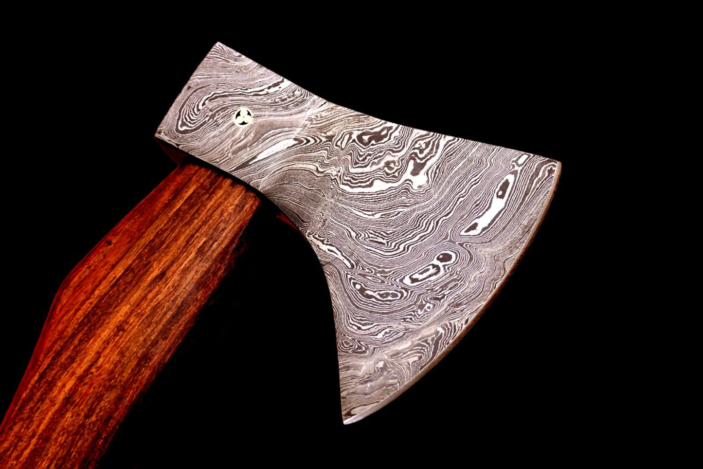 Custom Made Hand Forged Damascus Steel Axe Tomahawk Hatchet with Wood Handle and Leather Sheath