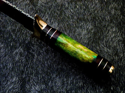 12" Damascus Steel Bowie Knife with Camel Bone & Hardwood Handle