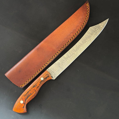12" Custom Handmade Damascus Steel Fillet Knife with Pakka Wood Handle