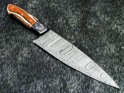 13.0" Handmade Damascus Steel Chef Knife – Professional Kitchen Knife with Hardwood Handle