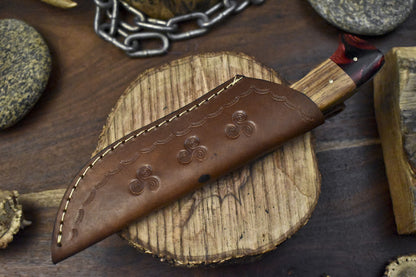 9.5" Gut Hook Skinner Knife Ladder Damascus Walnut Wood Hunting Blade