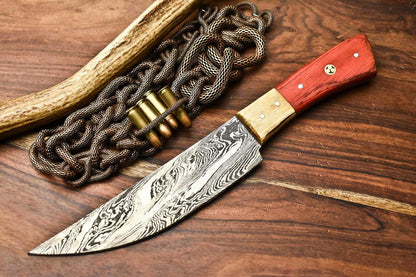 Hand Made Damascus Steel Blade Chef Kitchen Full Tang Knife | Hard Wood
