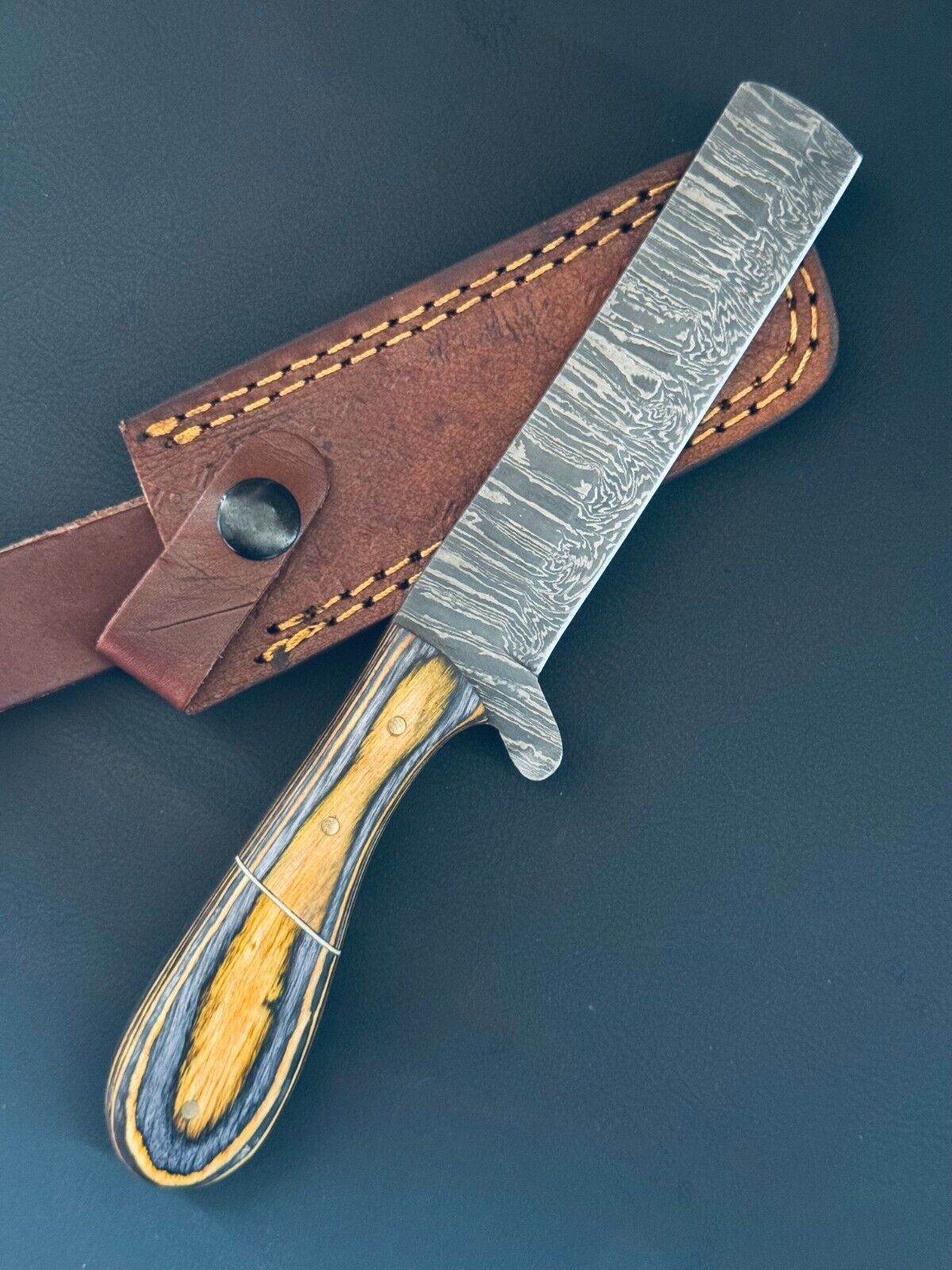 12" Bull Cutter Best Damascus Steel Bull Cutter Knife Custom Bull Knife With Wood Handle
