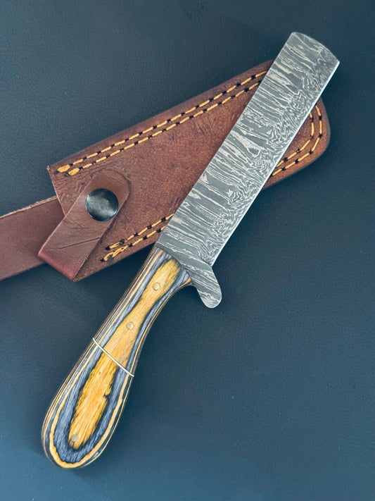 12" Bull Cutter Best Damascus Steel Bull Cutter Knife Custom Bull Knife With Wood Handle