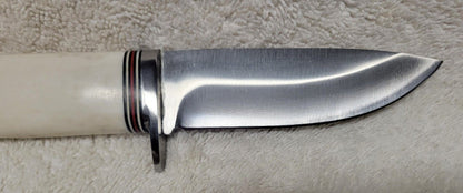 8" Skinner Knife – Stainless Steel Blade with Stag Handle & Leather Sheath