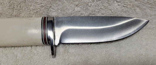 8" Skinner Knife – Stainless Steel Blade with Stag Handle & Leather Sheath