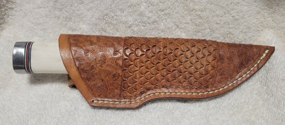 8" Skinner Knife – Stainless Steel Blade with Stag Handle & Leather Sheath