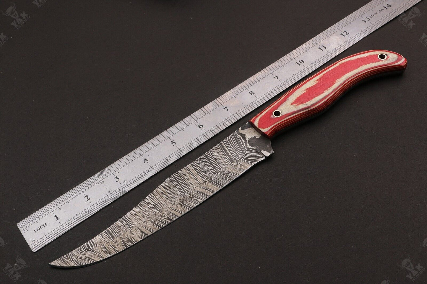 12.5" Hand Forge Damascus Fillet Knife Damascus Steel Fillet Knife With Pakka Wood Handle