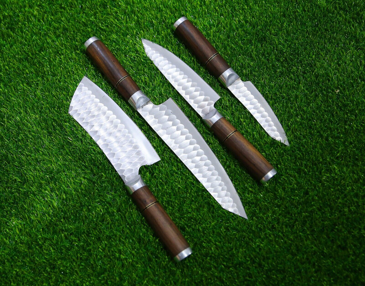4 Pcs Handmade D2 Steel Chef Knife Set | Custom Kitchen Knives with Sheath