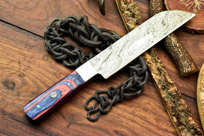 Custom Handmade Damascus Steel Chef Knife | 13" Full Tang Blade with Hardwood Handle