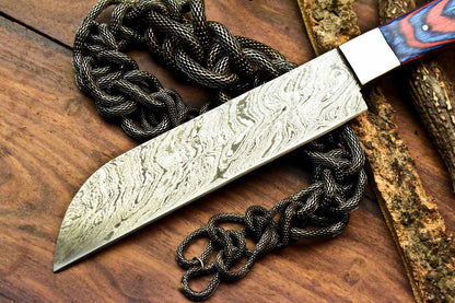 Custom Handmade Damascus Steel Chef Knife | 13" Full Tang Blade with Hardwood Handle