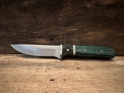 6.25" Little Skinner Hunting Knife with Stainless Steel Blade & Green Dyed Wooden Handle