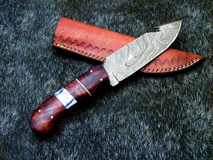 Heritage Forge Damascus Steel Full Tang Bowie Knife with Resin and Wood Handle