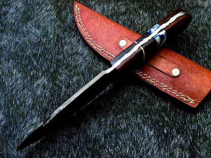 Heritage Forge Damascus Steel Full Tang Bowie Knife with Resin and Wood Handle
