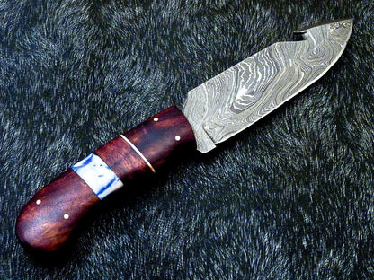 Heritage Forge Damascus Steel Full Tang Bowie Knife with Resin and Wood Handle